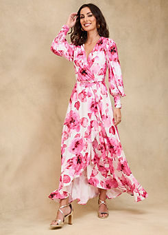 Together Pink Floral Print Jersey Wrap Maxi Dress