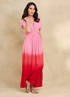 Together Pink Ombre Crinkle Maxi Dress