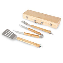 Tower 4 Piece Wooden BBQ Tools Set