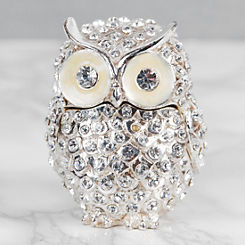 Treasured Trinkets Crystal Encrusted Owl Trinket Box
