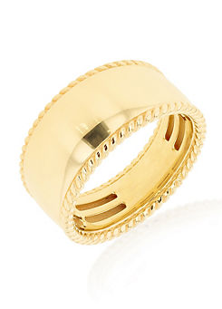 Tuscany Gold 9CT Yellow Gold 10mm Wide Round Twisted Rope Frame Ring