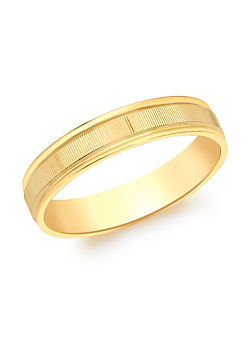 Tuscany Gold 9CT Yellow Gold Diamond Cut Ribbed-Centre Band Ring