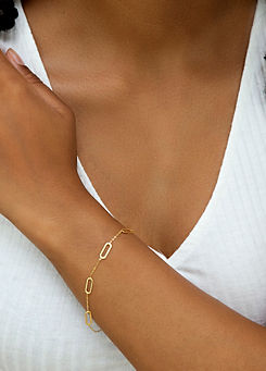 Tuscany Gold 9CT Yellow Gold Paperclip Station Bracelet