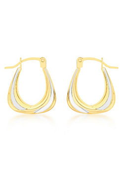 Tuscany Gold 9ct 2-Colour Gold Creole Earrings