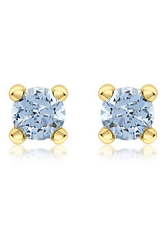 Tuscany Gold 9ct Gold Sky Blue March Birthstone Stud Earrings