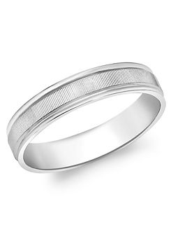 Tuscany Gold 9ct White Gold Diamond Cut Ribbed-Centre Band Ring