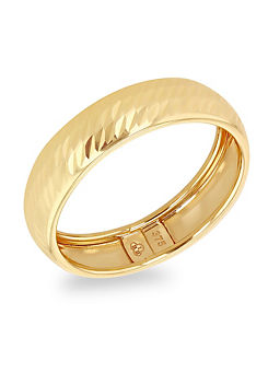 Tuscany Gold 9ct Yellow Gold 17.5mm Diamond Cut Ring