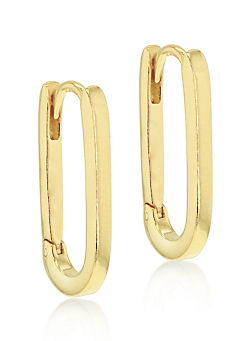 Tuscany Silver Sterling Silver Yellow Gold Plated Rectangular Hoop Creole Earrings