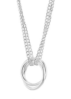 Tuscany Silver Sterling ’Linked Rings’ Double-Curb-Chain Adjustable Necklace