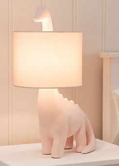 ValueLights Pink Dinosaur Table Lamp with Shade & Braided Flex