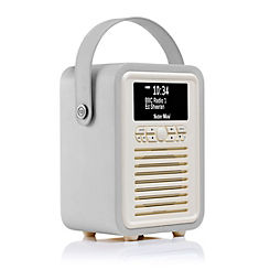 View Quest VQ Portable Retro Mini DAB & DAB+ Digital Radio Alarm Clock - Light Grey