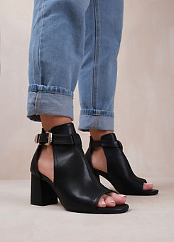 Where’s That From Lisa Black Open Toe Block Heels
