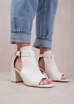 Where’s That From Lisa White Open Toe Block Heels