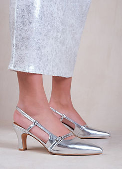 Where’s That From On Point Silver Metallic Slingback Court Shoes