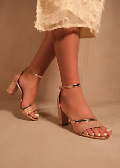 Where’s That From Perla Rose Gold Glitter Heeled Sandals