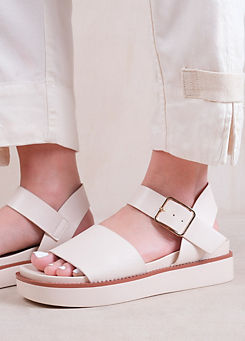 Where’s That From Phoenix Cream Wide Fit Buckle Flat Sandals