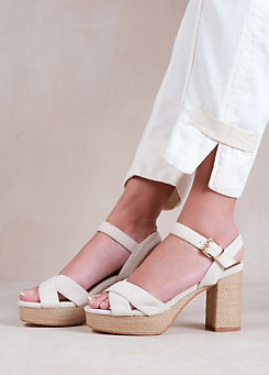 Where’s That From Volume Cream Suede Wide Fit Platform Sandals