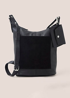 White Stuff Black Fern Leather Crossbody Bag