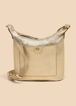 White Stuff Gold Mini Fern Leather Crossbody Bag