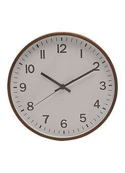 William Widdop Round Wall Clock Walnut Wood Effect 30cm