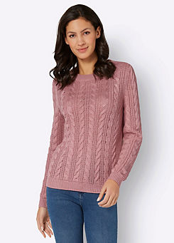 Witt Cable Knit Round-Neck Sweater