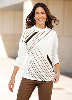 Witt Print Top with Stand-Up Collar