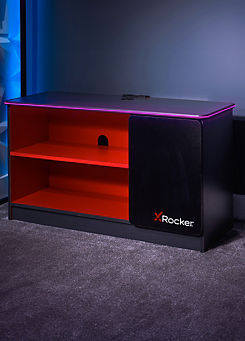X Rocker CARBON-TEK TV Media Unit with LED Lights - Grey/Red