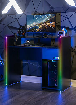 X Rocker Electra Gaming Desk With Wireless Charging and APP Controlled LED Lights