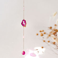 Xander Kostroma Fuchsia Pink Agate & Rose Quartz Crystal Window Suncatcher