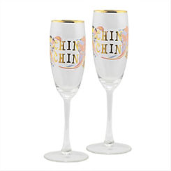 Yvonne Ellen Slogan Set of 2 Champagne Flute Glasses