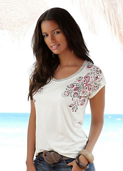 beachtime Lace Embroidered T-Shirt
