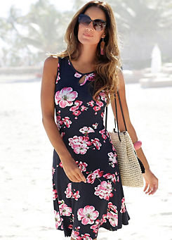 beachtime Sleeveless Floral Print Dress