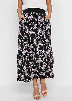 bonprix Floral Print A-Line Maxi Skirt