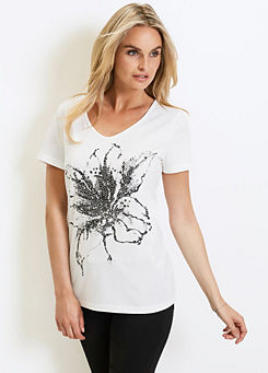 bonprix Studded Flower T-Shirt