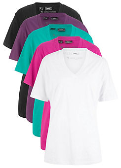 bonprix bonprix Pack of 5 Essential V-Neck T-Shirts