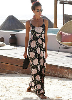 s.Oliver Beachwear Floral Print Tie-Back Maxi Dress
