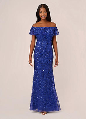 Adrianna Papell Studio Beaded Jersey Gown Kaleidoscope