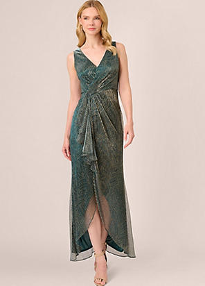 Adrianna Papell Studio Beaded Illusion Yoke Dress Kaleidoscope