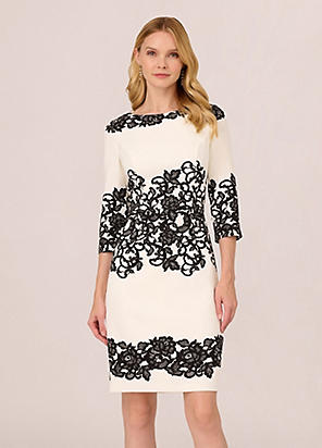 Black lattice front flare sleeve lace sheath on sale dress