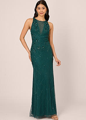 Adrianna papell green velvet dress hotsell