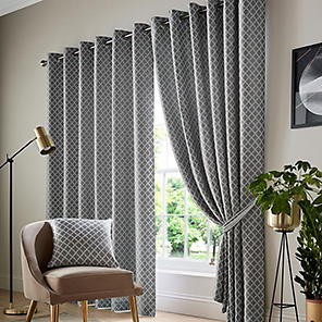 Cotswold Jacquard Pair of Fully Lined Pencil Pleat Curtains by Alan Symonds