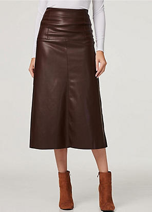 Brown leopard print hotsell hanky hem midi skirt