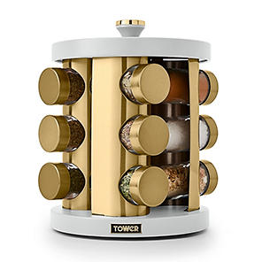 Cavaletto 12 Jar Spice Rack Optic White Champagne Gold