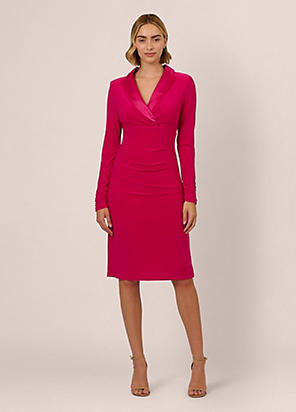 【海外限定】AdriannaPapell ドレス☆Knit Crepe Tuxedo Wrap Bl Adrianna Papell Women's Knit Crepe Tuxedo WRAP Dress, Black