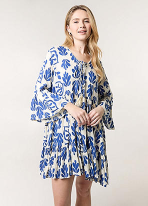 Adrianna Papell Piping Tie Front Midi Dress | Kaleidoscope