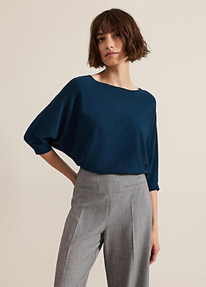 フェイズ エイト Phase Eight Cristine Knit Jumper （Navy） Phase Eight Cristine Fine Knit Batwing Jumper