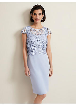 セットアップ【Phase Eight】Isabella Jacket＆Lace Midi Dress Pale Pink Midi Dress with Detachable Lace Overlay Top