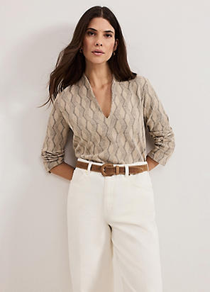 フェイズ エイト Phase Eight Nia Linear Print Top （Neutral） Nia Linear Print Top | Phase Eight ROW |