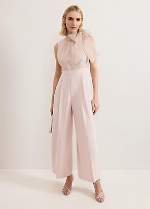 [Phase Eight] Vanessa Jumpsuit オーバーレイ付ジャンプスーツ Phase Eight Vanessa Lace Bodice Jumpsuit, Light Blue