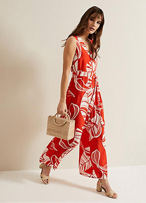Phase Eight Saskia Abstract Pleated Jumpsuit | Kaleidoscope